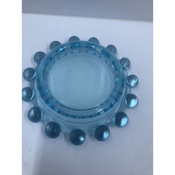 Imperial Candlewick Elegant Glass Aqua Blue Round Ashtray Dish tray 4"/ Trinket - Picture 4 of 8